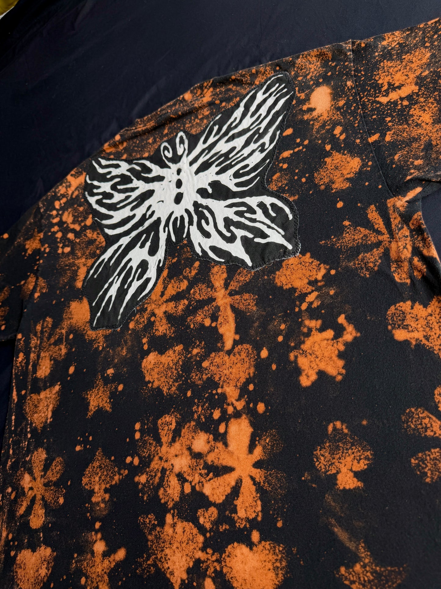 Butterfly bleach dyed t-shirt