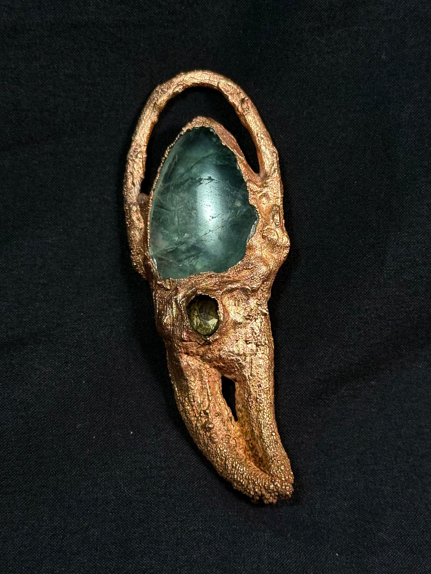 Fluorite crab claw amulet