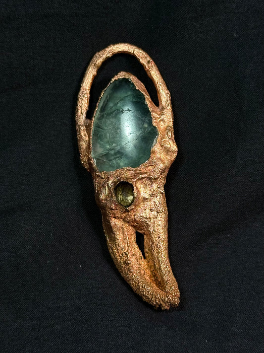 Fluorite crab claw amulet