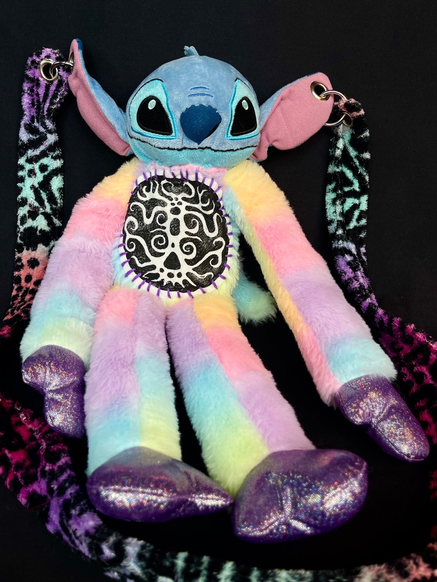 Stitch + rainbow monkey side bag