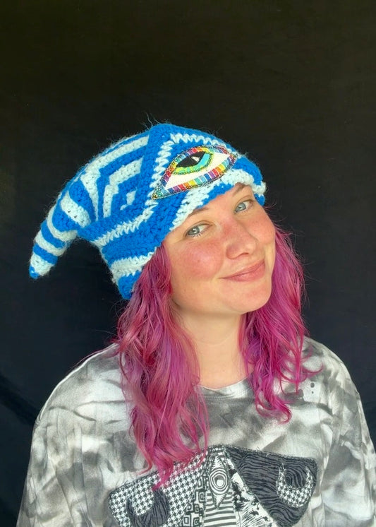 Crochet eyeball patch hat